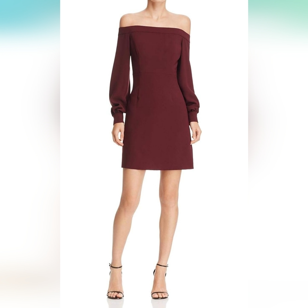 Jill Stuart Off Shoulder Long Sleeve Burgundy Dress Size 0